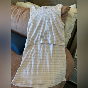 Latched Mama Ribbed Top in Cream and Pink